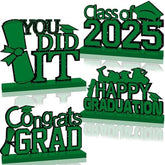 4Pcs Black and Gold Graduation Decorations Class of 2025 Congrats Grad Wooden Table Centerpieces Grad Table Toppers Congratulate Tiered Tray Decor for 2025 Graduation Decorations