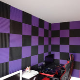 Hooux Sound-Absorbing Panels 50pcs High-Quality Sound-Absorbing Wall Panels - Black Purple - Absorbing Noise and Mixing - Suitable for Recording Rooms, Bedrooms, KTV Rooms - Adhesive Backing and Sound Insulation Materials