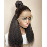 Hooux Glueless Kinky Straight Curly Yaki Synthetic Lace Front Wigs Lace Frontal Wigs Full Hair Cosplay Daily Wig Heat Resist