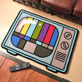 Hooux Test Pattern TV Nostalgia Rug Printing Technology Simple Housewarming Gift Handmade Non-Slip Decorative Creative Carpet