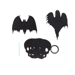 Hooux 12pcs/string Halloween Decoration Non-woven Bat Skull Ghost String Black Hanging Ornament Scary Horror Halloween Garland Decor