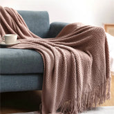 Hooux Textile City Winter Hotel Decorate Sofa Cover Acrylic Knitted Tassels Thickened Soft Warm Throw Blanket for Fireplace