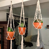 Hooux Macrame Handmade Plant Hanger Baskets Flower Pots Holder Balcony Hanging Decoration Knotted Lifting Rope Home Garden Supplies