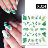 Hooux 1Pc Spring Water Nail Decal And Sticker Flower Leaf Tree Green Simple Summer DIY Slider For Manicuring Nail Art Watermark