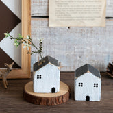 Hooux Vintage Wooden House Ornaments Home Decoration Small Architecture Vase Desk Miniature Craft Work Baby Kids Room Nursery Decor