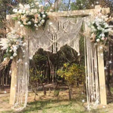 Hooux 180*200cm Handmade Cotton Macrame Wedding Backdrop Curtain Bohemia Tassel Art Wall Hanging Tapestry Headboard Wall Hanging