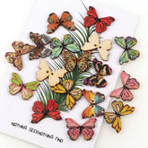Hooux 50pcs Butterfly Wooden Button Mix Color Christmas DIY Button Fit Sewing Buttons Crafts Scrapbooking Craft Accessories