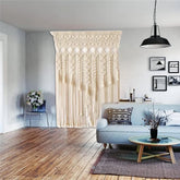 Hooux 220*280CM Macrame Curtain Bohemian Hand-woven Wall Hanging Tapestry Window Door Curtain Tapestry Bohe Home Decoration