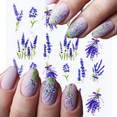 Hooux Harunouta 1 Sheet Nail Water Decals Transfer Lavender Spring Flower Leaves Nail Art Stickers Nail Art Manicure DIY