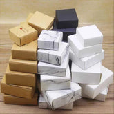 Hooux 6pcs Kraft Paper Gift Box Marbling Style DIY Handmade Candy Chocolate Packaging Birthday Party Wedding Decoration Christmas Gift