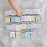 Hooux 5x5cm Nordic Wooden Alphabet Letters Wood English ABC Blocks DIY Baby Name Cubes Newborn Keepsake Gifts Toys Photo Props Decor