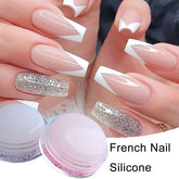 Hooux French Manicure Nail Silicone Stamp White Pink Jelly Soft Head Gel Polishing Template Decor DIY Stencil Painting Tools NL1947
