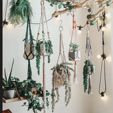 Hooux Macrame Plant Hanger Flower Pot 100% Handmade Bohemia Vintage Hanging Planter Basket Wall Hanging Courtyard Garden Décor