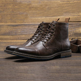 Hooux American Style Boots Men Brand Handmade Comfortable Fashion Boots Leather #AL633