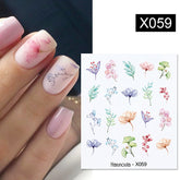 Hooux 1Pc Spring Water Nail Decal And Sticker Flower Leaf Tree Green Simple Summer DIY Slider For Manicuring Nail Art Watermark