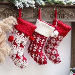 Hooux Knitted Christmas Stocking Socks Sack New Year Gift Candy Bags Christmas Decorations For Home Xmas Tree Hanging Ornaments Natal