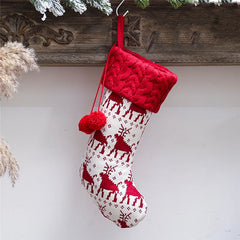 Hooux Knitted Christmas Stocking Socks Sack New Year Gift Candy Bags Christmas Decorations For Home Xmas Tree Hanging Ornaments Natal