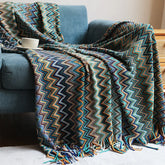 Hooux Textile City Bohemia Style Knitted Blanket Winter Warm Comfy Pashmina Tassels Throw Hotel Sofa Decoration Bedspread 130x230cm