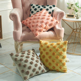 Hooux Polka Dots Cushion Cover 45x45cm Pillow Cover Pink Yellow Green Coffee tufed Handmade Home Decorative