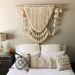 Hooux Lagre Macrame Wall Hanging Tapestry Hand-woven Pendant Tassel Geometric Tapestry Bedside Wall Boho Decor Wedding Backdrop Decor
