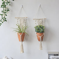 Hooux 2 Pack Macrame Plant Hanger Garden Pots Planters Indoor Outdoor Hanging Planter Basket Makramee Bohemian Home Decor Wall Art