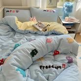 Hooux New Style Fresh Towel Embroidery Kit Skin-Friendly Washed Cotton Cute Cartoon Four-Piece Set Girl's Heart Kit