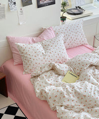 Hooux Sweet Cherry Plaid Bedding Set