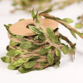 Hooux 2M 5M Simulation Green Leaves Weaving Hemp Rope DIY Wedding Birthday Wedding Decoration Rattan Gift Bouquet Packaging Rope 5mm