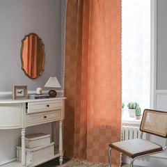 Hooux Terylene Cotton Semi-blackout Curtain Finished Embroidery Solid Color Living Room Kitchen Valance Bedroom Home Decoration