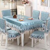 Hooux Antiskid Dining Table Cover Jacquard Multiple Options Tablecloth Jacquard Square Lace Design Embroidered Flower Chair Covers