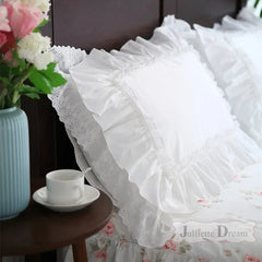 Hooux Top luxury khaki European embroidery cushion cover big ruffle Lace wrinkle pillow cover cake layers princess bedding pillowcase