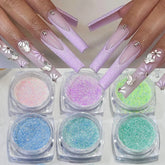 Hooux 6jars/Set Iridescent Candy Sweater Nail Glitter Powder Shiny Fine Sugar Dust Nail Chrome Pigment Nail Art Gel Polish Decorations