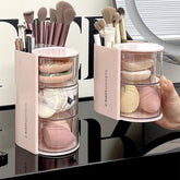 Hooux Rotating Powder Puff Storage Box Dust-proof Desktop Beauty Egg Air Cushion Rack Multi-layer Lipstick Makeup Brush Storage Rack
