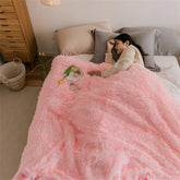 Hooux Double Side Fluffy Blanket Soft Bedspread Shawl Plush Blankets Portable Sofa Warm Bedding Throw Blanket Bedroom Decor Bed Cover