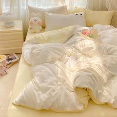 Hooux Cream fengyundus washed cotton four-Bedding Super soft bed sheet quilt cover three-piece set