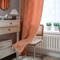 Hooux Terylene Cotton Semi-blackout Curtain Finished Embroidery Solid Color Living Room Kitchen Valance Bedroom Home Decoration