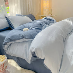 Hooux Cream fengyundus washed cotton four-Bedding Super soft bed sheet quilt cover three-piece set