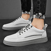 Hooux Man Shoes High Quality Handmade Leather Casual sneakers Men Flat Platform Walking Outdoor Footwear Breathable Sneakers men