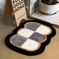 Hooux Modern Simple Home Sofa Coffee Table Carpet Colorblock Square Bedroom Bedside Mat Bathroom Absorbent Non-Slip Floor Mat