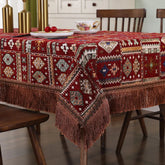 Hooux American Style Chenille Tablecloth Retro Ethnic Minority Style Embroidery Rectangular Table Clothes Geometry Classical Deskcover
