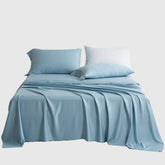 Hooux Summer Luxury Solid Color Summer Fitted Sheet Set Mattress Cover Pillowcase Flat Bedding Queen King Size for Home Decor