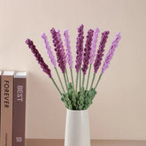 Hooux 5pc Woven Lavender DIY Crochet Knitting Flowers Arrangement Fake Plant Finished Bouquet Romantic Valentine's Day Gifts