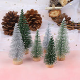 Hooux 3 Pieces Christmas Tree Mini Pine With Wood Base DIY Home Table Top Decor Miniatures S/L (7/9cm )