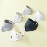 Hooux 6pc Baby Bibs Set Cotton Baby Drool Towel for Newborn 2 Layer Gauze Muslin Triangular Feeding Saliva Towel Soft Burp Cloths