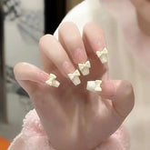 Hooux 24Pcs Nude French Fake Nails with Bow Design Long Ballet Nail Tips Detachable Finished False Nails Wearable DIY Press on Nails