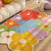 Hooux Ins Flower Living Room Carpet Home Sofa Bedroom Large Area Rug Colorful Living Room Thickened Decor Rug Non-slip Coffee Mat