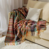 Hooux Textile City Ins Ethnic Style Woven Sofa Blanket Wavy Tassel Casual Shawl Throw Blanket Room Decor Acrylic Shawl 127x172cm