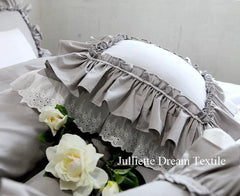 Hooux Top luxury khaki European embroidery cushion cover big ruffle Lace wrinkle pillow cover cake layers princess bedding pillowcase