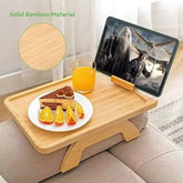 Hooux 1pc New Style Bamboo Sofa Armrest Tray with Phone Holder Foldable No Assembly Required Ideal for Housewarming Home Decoration