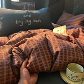 Hooux High Quality Beauty Bedding Set Plaid Duvet Cover Bed Sheet Set With Pillowcases Adult Dormitory Queen Size Winter Home Decor